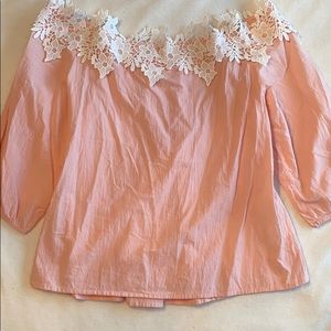 Pink floral off the shoulder top